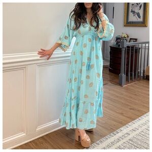 ShopEvelynne Blue and Gold Maxi Dress